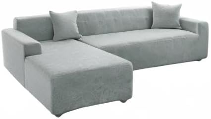Miniatura 9 de OKYUK Funda para sofá modular en forma de L, 2 fundas de sofá impresas de alta elasticidad de 3 + 3 asientos + 2 fundas de almohada, protector