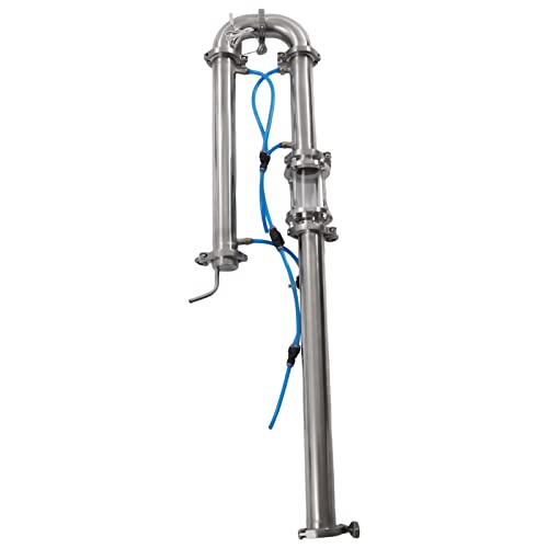 LIYUANJUN Distillation Tower, Stainless Steel Moonshine Still Tube Pipe Still Distillation Column with Copper Mesh&3 Sealing Rings&4 Fixing Clamps for Whiskey Fruit Wine Pure Dew Grain Wine