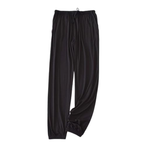 Men's Pajamas Bottoms Pj Pants Cinch Bottom Nightwear Drawstring Loungewear Casual Elasthane Frill Comfy