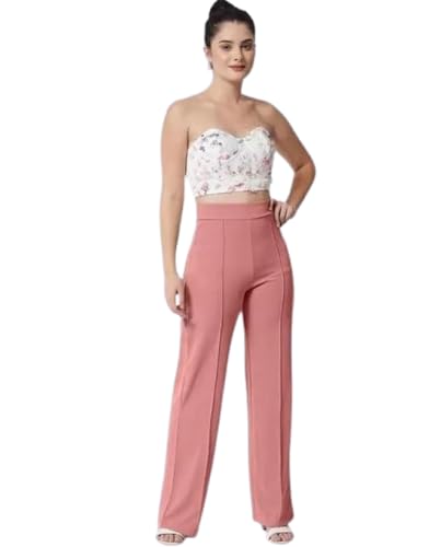 Image of Women's High-Rise Straight Leg Trousers, Relaxed Fit, Flared Style, Lint Free, Pack of 1