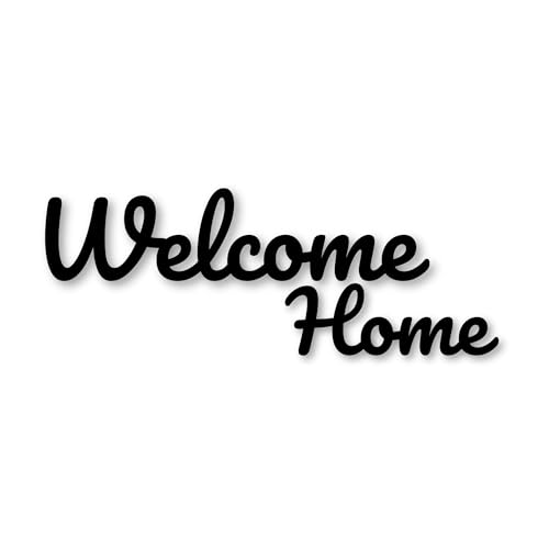 Mourne Wood Welcome Home Sign - Premium Wooden MDF, Laser-Cut Smooth Finish, Wall-Mountable for Living Room, Kitchen, Family Decor - 60cm x 30cm - Available in Black or Raw MDF (Black)