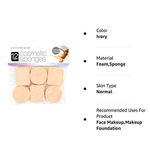 Blender Makeup Foundation Sponges For Beauty - Latex Free Blending For Full Coverage Powder, Cream, Liquid Cosmetics - Long Lasting, Disposable Foam Applicator Puffs - Bulk 12 Pack #TOP2