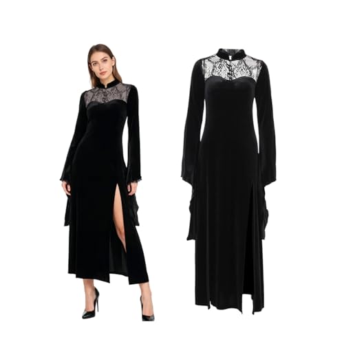 Raveparty Damen Gothic Kostüm Vampir Hexe Sexy L Maxi Langarm Herbst Karneval Halloween Kostüm L