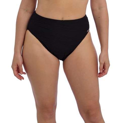 Fantasie Swim Women's Beach Waves High Waist Bikini Brief Bottoms, Black, S