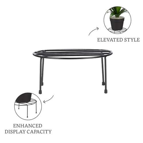 Image of Amazon Brand - Solimo Metal Flower Pot Stand (Black, Set of 8, Round) | Gamla Stand for Home | Plant Stand for Balcony | Premium Flower Pot Stand | Plant Stand for Living Room