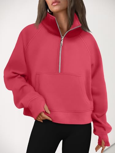 Image of AUTOMET Womens Sweatshirts Half Zip Cropped Pullover Fleece Quarter Zipper Hoodies 2026 Fall Fashion Outfits Clothes