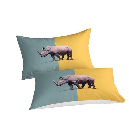 Housse de couette rhinocéros impression 3D haute définition en microfibre