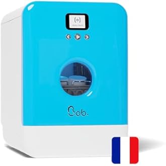 Bob - Compact Dishwasher -daily dishes of 3 people - Built-in Dishwasher - Free-standing, Integrated tank, Portable - White (Maya blue)