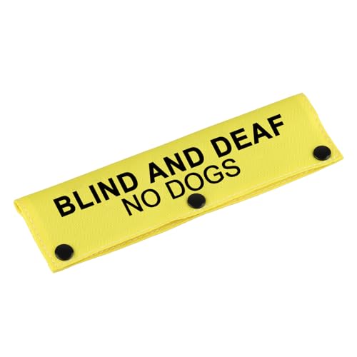 Visual Impairment Dog Leash Sleeve Blind Deaf No Dogs Dog Leash Wrap Sleeve Alert Tag Pet Birthday Gift (Blind and Deaf-YE Sleeve)