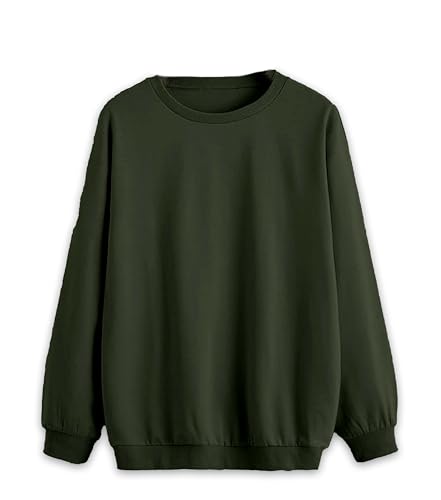Mack JONNEY Olive Solid Round Neck Cotton Fleece Regular Fit Sweatshirt for Men-VMACK639182 (2XL)