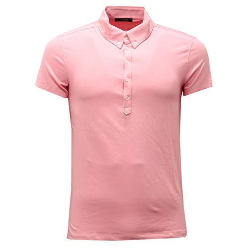 Polo t-shirt men rose 0101AD en maille piquée douce et col boutonné