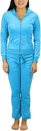 Tobeinstyle Women's Velour Tracksuit Jacket And Matching Pants - Turquoise - L #TOP3