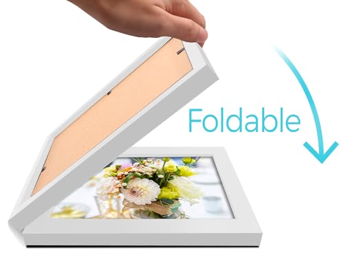 JD Concept Double 4x6 Horizontal Combo, White Wood Picture Frame, 3.5x5.5 Opening Foldable Landscape View Photo Frame on Table-top or Wall by JD Concept - Image 3