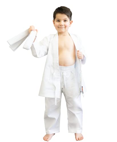 Chikara Karateanzug Kinder weiß, Karate Anzug Jungen, Karate Anzug Mädchen, Karateanzug Kinder Baumwolle, Kampfsportanzug Kinder (150)