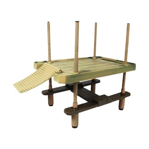 Leefasy Turtle Basking Platform Floating Turtle Pier Waterproof Above Tank Ornament with Ramp Ladder Decorative for Newts Frogs Crabs - Thumbnail 2
