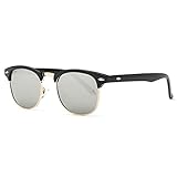AEVOGUE Polarized Sunglasses Semi-Rimless Frame Brand Designer Classic AE0369 (Black&Silver, 48)