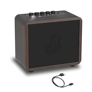 15W Mini Guitar Amp, Portable Acoustic/Electric Guitar Amplifier Rechargeable, Wireless Guitar Practice Amp with Reverb, Chorus & Delay, Supports OTG, AUX, REC, Bass and Treble Control