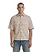 G-STAR Pocketony Short Sleeve Button Down Shirt, Westpoint Khaki/White, Small