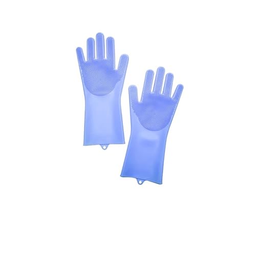 RRYPBOVG Guantes Limpieza 1 par de Guantes de Silicona for Lavar Platos, Reutilizables, Esponja for Fregar Platos, Guantes de Limpieza con Cepillo, Herramientas de Cocina for Fregar(Dark Blue)