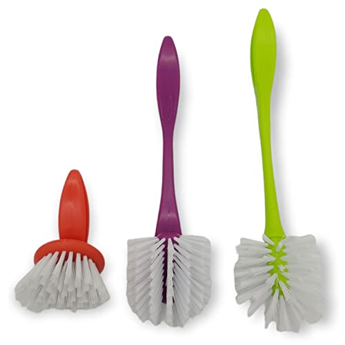 Image of Handy Housewares 3 Piece Durable Dish Cleaning Scrubbing Brush Set - Multiple Brush Sizes