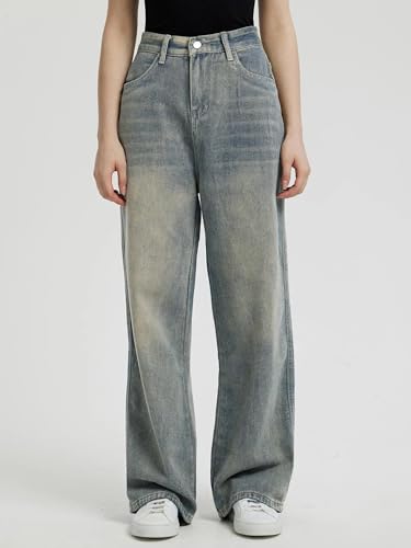 Image of KOTTY Women Wide Leg Baggy Jeans High Waist Relaxed Fit Denim Casual Wear