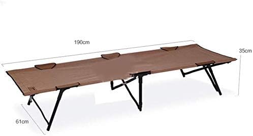 Lit Pliable Portable Lit de Camping réglable Chaise Longue en Plein air Go Flat Inclinable Jardin Patio Meubles de Bureau à Domicile (Couleur: Brun Taille: 190 61 35CM)