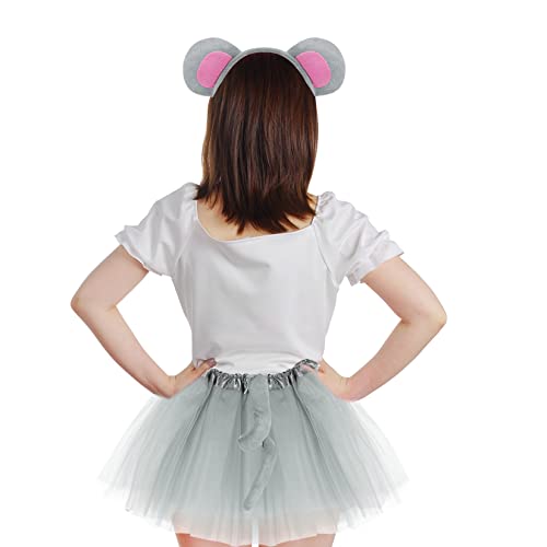 Disfraz infantil gris de ratón con tutu y accesorios miniatura 7