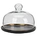 Hemoton Patera na ciasto, patera na ciasto, z pokrywką, okrągła patera na ciasto ze szklaną pokrywką i ceramiczną górną częścią