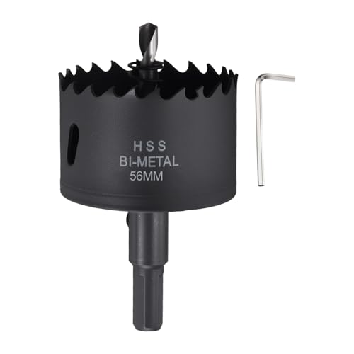Image of CoCud 2-13/64"(56mm) Hole Saw, M42 Bi-Metal Hex Shank Hole Cutters Drill Bit with Spring - Cutting Tool for Thick Metal Board Alloy Steel Plate. Black