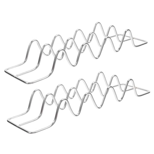 PRETYZOOM 2pcs Rack Storage Stainless Taco Holder Pancake Holder Burrito Holder Pancake Stand Tortilla Serving Stand Metal Taco Holder Pancake Tray 304 Stainless Steel Silver