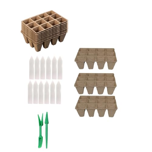 KONTONTY 1Set Nursery Cup Practical Seedling Pots with Labels and Transplanting Tools for Improved Germination and Growth Your Garden