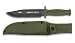 Albainox 32286 Cuchillo Supervivencia Midway Green. H: 18cm Herramienta para Caza, Pesca, Camping, Outdoor y Bushcraft + Llavero, Mosquetón con brújula de Regalo