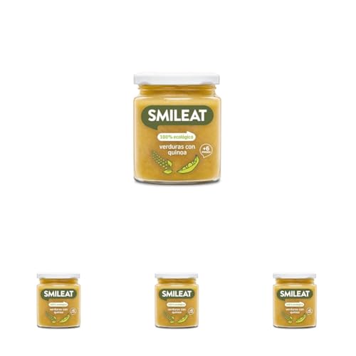 Smileat - Tarrito infantil de Verduras con Quinoa - para Peques +6 Meses - Sin Azúcar ni Sal Añadido - Materia Prima de Calidad. Textura Suave y Fácil de Comer - 230g (Paquete de 4)