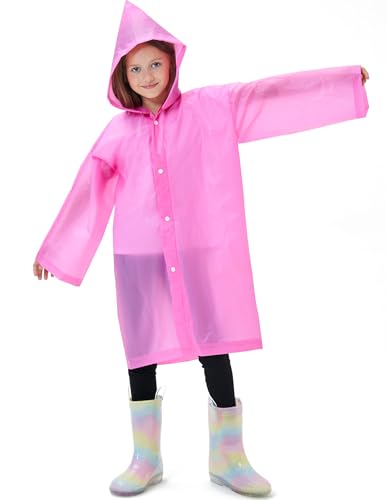 Image of 2 Pack Reusable Waterproof Raincoat EVA Emergency Rain Ponchos One Size Rain Jacket for Children, Boys and Girls