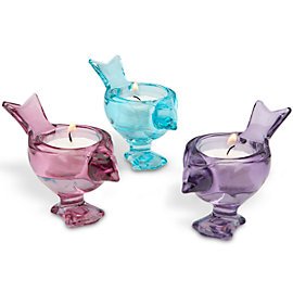 Art Glass 3-pc Bird Votive Set