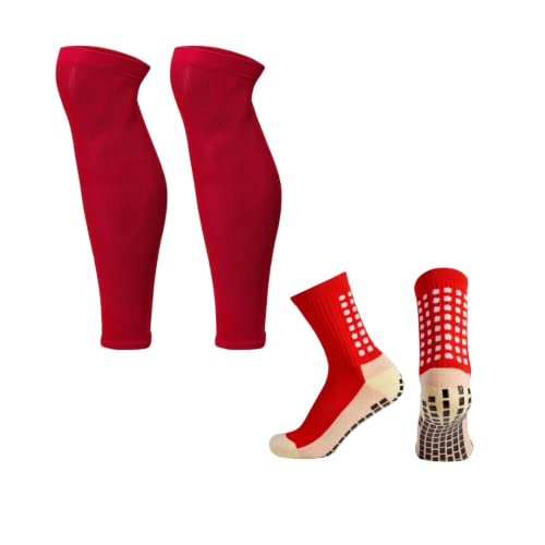 KAIK. Football Grip Socks Team Colour Set, Grip Socks and Football Cut Socks (Red)