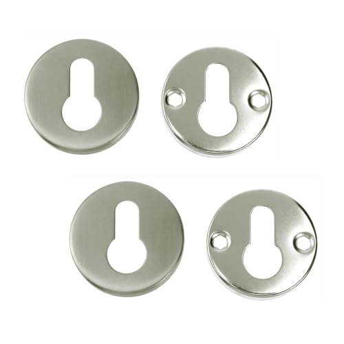 Lot de 2 caches de trou de serrure ronde, serrure à mortaise avec base pour serrures européennes standard (acier inoxydable)