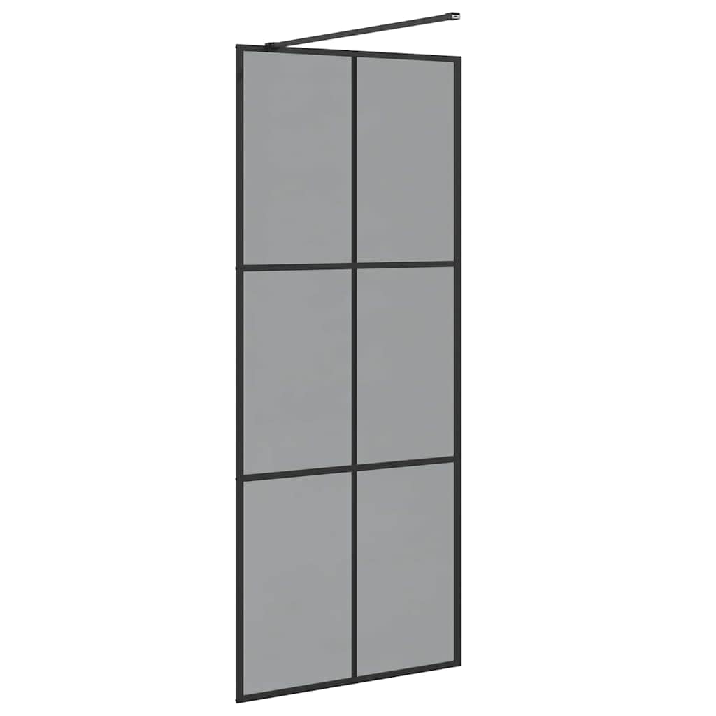 Ścianka prysznicowa Walk-in, czarna, 80 x 195 cm, szkło hartowane, ochrona przed pryskaniem, ścianka prysznicowa z regulowanym profilem i stabilizatorem do prysznica wnękowego i wanny