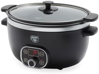 GreenLife 6QT Slow Cooker, Non-Toxic PFAS-Free Ceramic Nonstick Removable Interior Bowl, Programmable, Family Friendly, Keep Warm, Stovetop & Oven Safe, Dishwasher Safe Crock, Timer, Glass Lid, Black GreenLife 6QT Slow Cooker, Non-Toxic PFAS-Free Ceramic Nonstick Removable Interior Bowl, Programmable, Family Friendly, Keep Warm, Stovetop & Oven Safe, Dishwasher Safe Crock, Timer, Glass Lid, Black