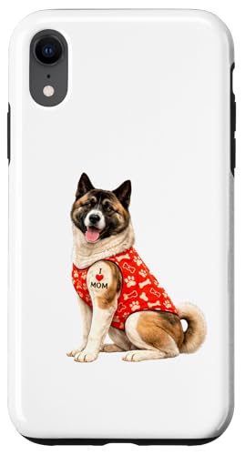 American Akita Dog Mom | I Love Mom ���킢���q�� �X�}�z�P�[�X iPhone XR �p