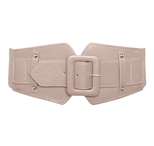 TeeYee Women Leather Dress Belt Stretchy Cinch Wide Waist Band Elastic Belt with Buckle for Ladies Jeans Pants Decoration