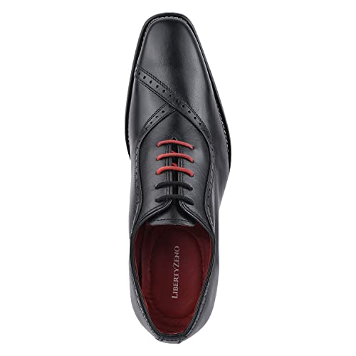 Image of LIBERTYZENO Mens Burnished Toe Genuine Leather Adults Lace Up Oxford Dress Shoes for Easter Gift