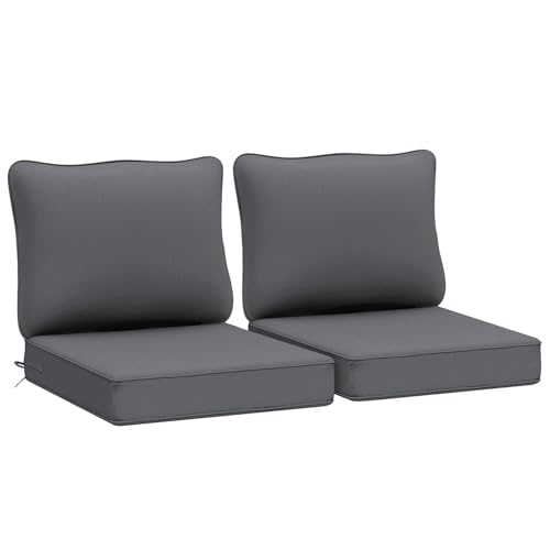 AAAAAcessories Juego de 2 cojines profundos de asiento profundo para muebles de patio, cojines de repuesto impermeables para sillas de patio, 24 x 24 x 5 pulgadas, color gris oscuro