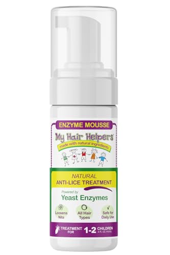 My Hair Helpers Natural Enzymes for Head Lice - Mousse Naturally Dissolves Nit Glue - Unscented Lice Removal Works on 1-2 Children, 4 fl Ounces