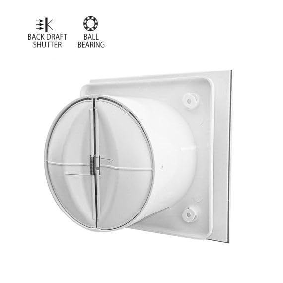 Aspiratore da Bagno Design con Frontale in Vetro Bianco – Diametro 120 mm – 15W – Silenzioso e Potente