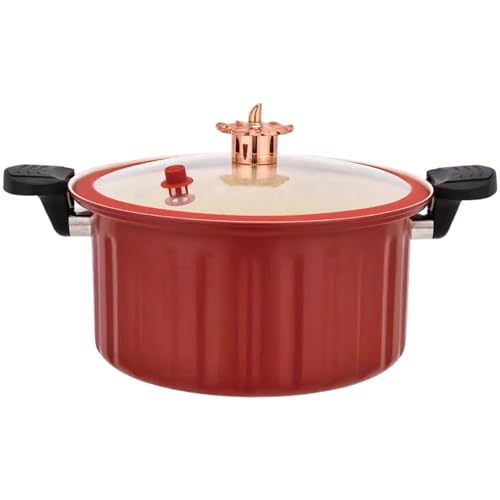 Mgonwl Micro Presión Coinete 10L 11 Enamelo Pequeña Olla Olla de presión con Tapa, manija y válvula de Seguridad Descompresión rápida Pot de guiso Antiadherente para Todo Tipo de Estufa, Rojo