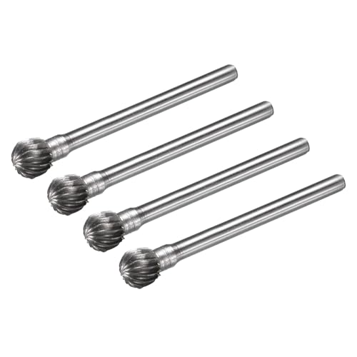 Image of sourcing map Tungsten Carbide Rotary Files 1/8" Shank, Single Cut Ball Shape Rotary Burrs Tool 6mm Dia, for Die Grinder Drill Bit Alloy Steel Hard Metal Carving Polishing Drilling, 4pcs