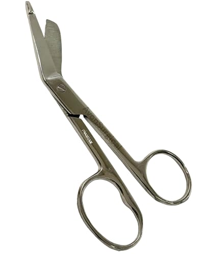 Bandage Cutting Scissors with One Large Ring, Blunt Tips, and Angled Blades - EMT Nurse Bandage Scissors - Stainless Steel (4.5