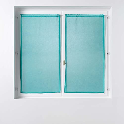 Douceur d'Intérieur, Paire Droite Passe-Tringle (2 x 60 x 160 cm) Sandra Bleu, Voile Sablé