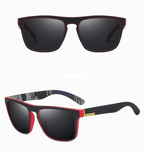 Image of POLARIZED UV400 Wayfarer Square Mirrored Sunglasses for Men Stylish | Rubber Coarted Frame | Metal Hinges | Casual & Sports UV Protected Anti Glare Branded Goggles for Man | Medium
